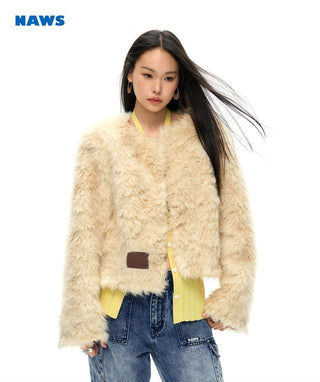 [NAWS] Curly fur round collar coat