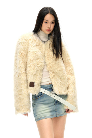 [NAWS] Curly fur round collar coat
