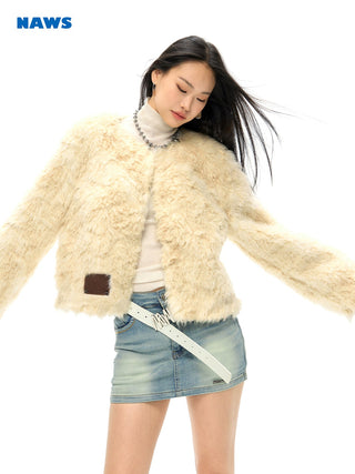 [NAWS] Curly fur round collar coat