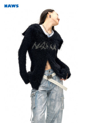 [NAWS] Lapel mink fleece cardigan
