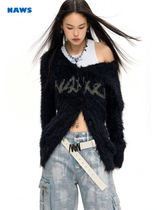 [NAWS] Lapel mink fleece cardigan