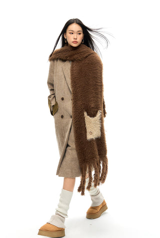 [NAWS] Vintage Color Blocked Woolen Long Coat