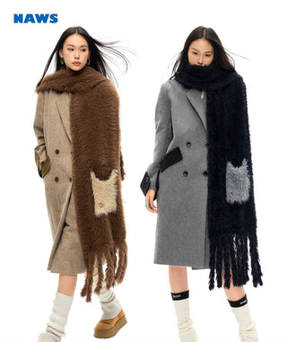 [NAWS] Vintage Color Blocked Woolen Long Coat