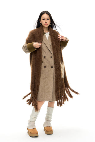 [NAWS] Vintage Color Blocked Woolen Long Coat