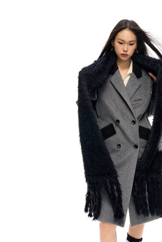 [NAWS] Vintage Color Blocked Woolen Long Coat