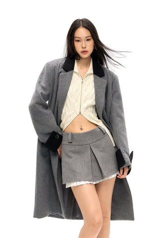 [NAWS] Vintage Color Blocked Woolen Long Coat