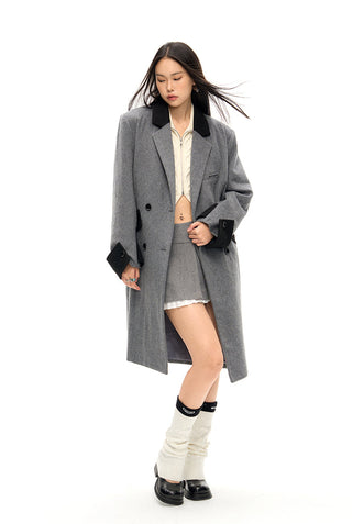 [NAWS] Vintage Color Blocked Woolen Long Coat