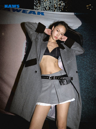 [NAWS] Vintage Color Blocked Woolen Long Coat