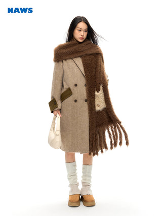 [NAWS] Vintage Color Blocked Woolen Long Coat