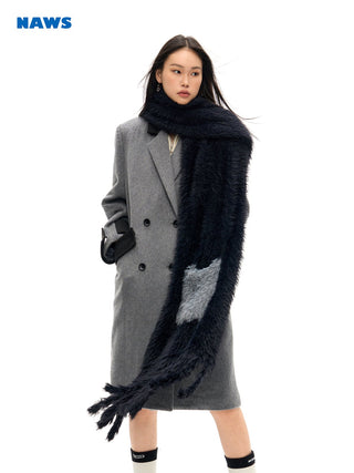 [NAWS] Vintage Color Blocked Woolen Long Coat