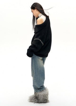 [NAWS] Double-ZIP High Neck Knitted Jacket