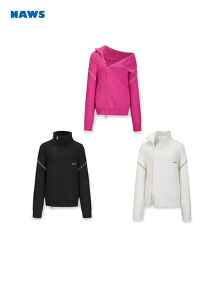 [NAWS] Double-ZIP High Neck Knitted Jacket