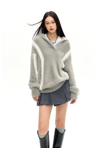 [NAWS] Layered Mink Fleece Loose Sweater