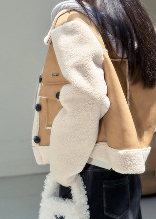 [NAWS] Fleece crop suede jacket