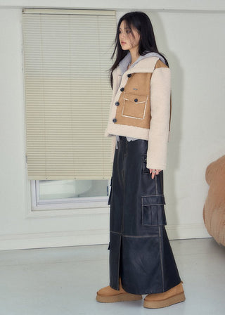 [NAWS] Fleece crop suede jacket