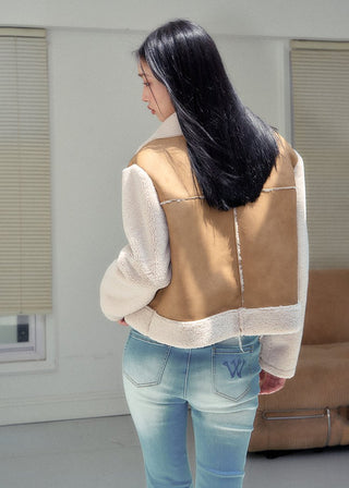 [NAWS] Fleece crop suede jacket
