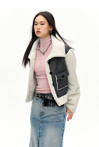 [NAWS] Fleece crop suede jacket