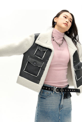 [NAWS] Fleece crop suede jacket