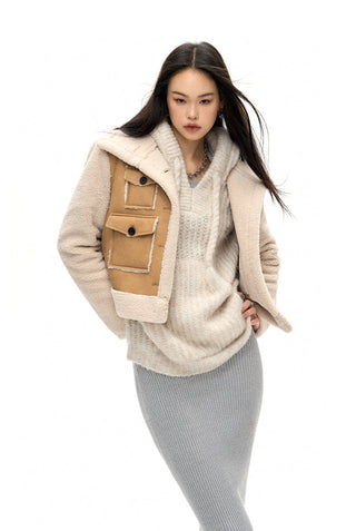 [NAWS] Fleece crop suede jacket