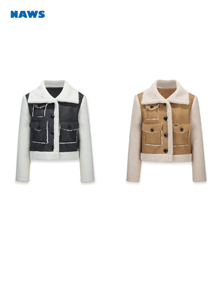 [NAWS] Fleece crop suede jacket