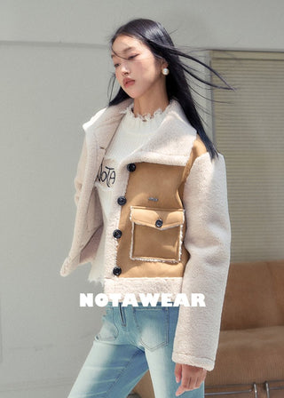 [NAWS] Fleece crop suede jacket