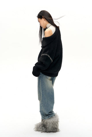 [NAWS] Double-ZIP High Neck Knitted Jacket v1