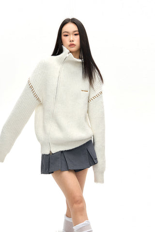 [NAWS] Double-ZIP High Neck Knitted Jacket v1
