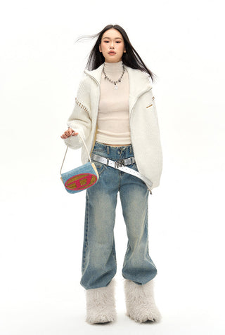 [NAWS] Double-ZIP High Neck Knitted Jacket v1