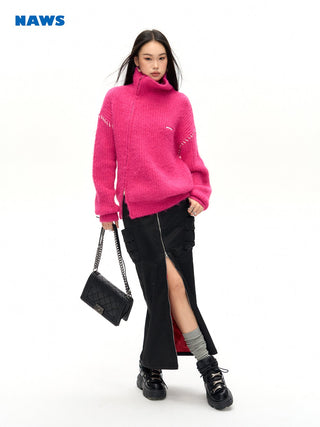 [NAWS] Double-ZIP High Neck Knitted Jacket v1