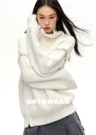 [NAWS] Double-ZIP High Neck Knitted Jacket v1