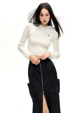 [NAWS] Contrast color zipper skirt