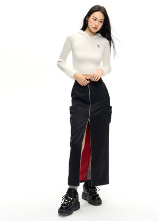 [NAWS] Contrast color zipper skirt