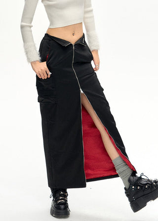 [NAWS] Contrast color zipper skirt