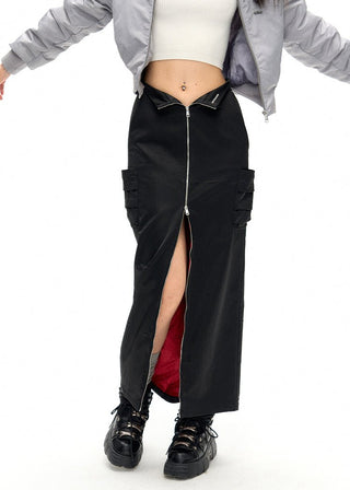 [NAWS] Contrast color zipper skirt