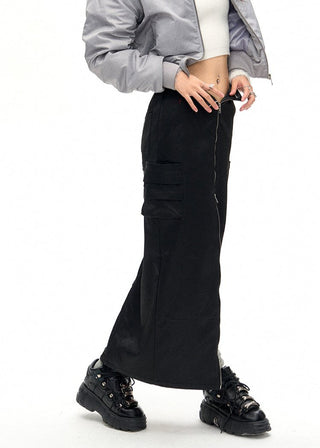 [NAWS] Contrast color zipper skirt