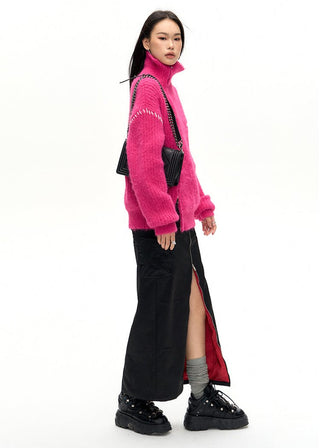 [NAWS] Contrast color zipper skirt