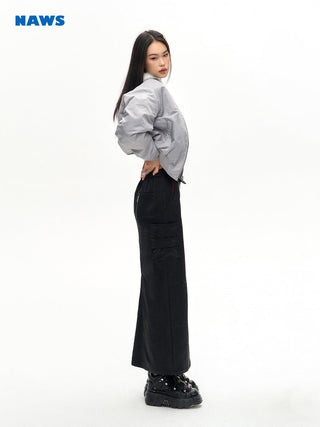 [NAWS] Contrast color zipper skirt