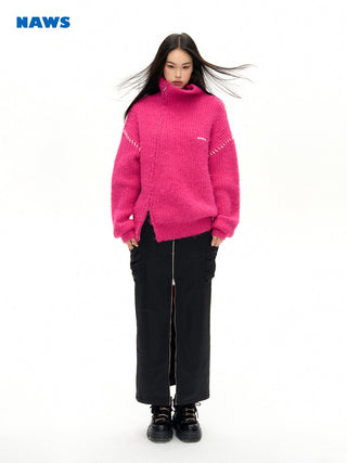 [NAWS] Contrast color zipper skirt