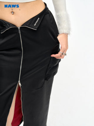 [NAWS] Contrast color zipper skirt