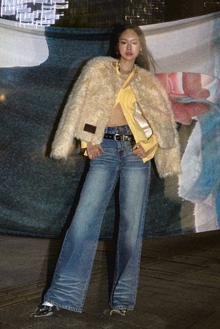 [NAWS] Classic fit straight whiskers jeans