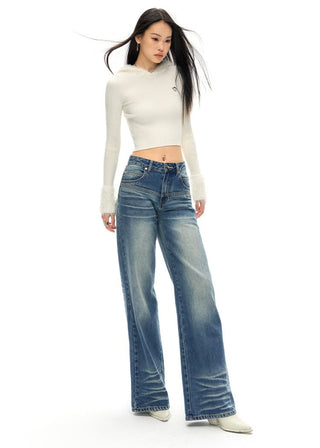[NAWS] Classic fit straight whiskers jeans