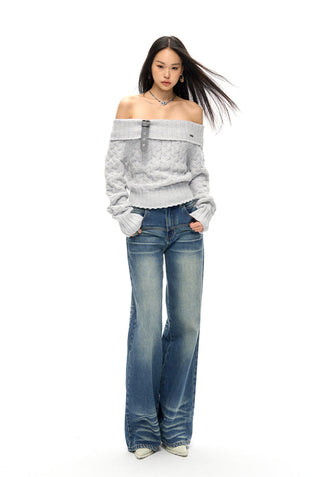 [NAWS] Classic fit straight whiskers jeans