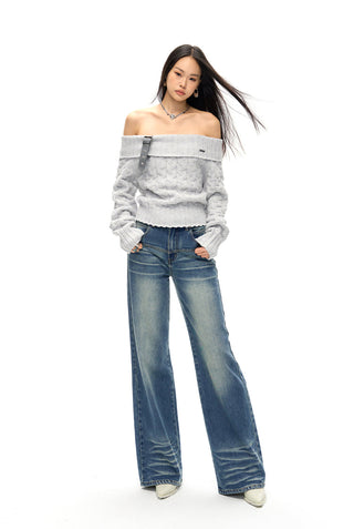 [NAWS] Classic fit straight whiskers jeans