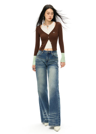 [NAWS] Classic fit straight whiskers jeans