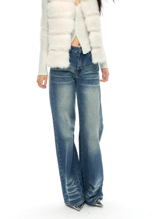 [NAWS] Classic fit straight whiskers jeans