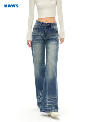 [NAWS] Classic fit straight whiskers jeans