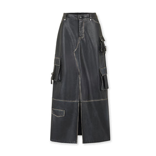 [NAWS] Old Polished PU Leather Skirt