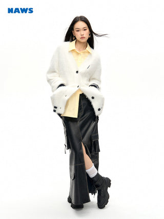 [NAWS] Old Polished PU Leather Skirt