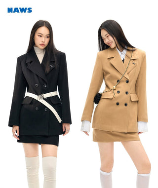 [NAWS] Belted wool overcoat & skirt