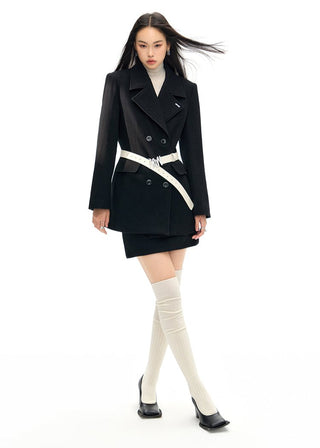 [NAWS] Belted wool overcoat & skirt